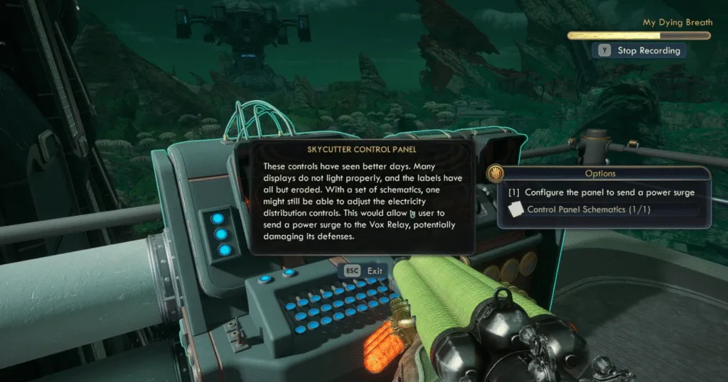 how to get and use control panel schematic in outer worlds 2