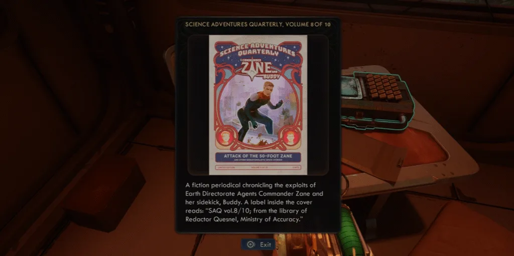science adventure quarterly volume 8 location in Outer worlds 2