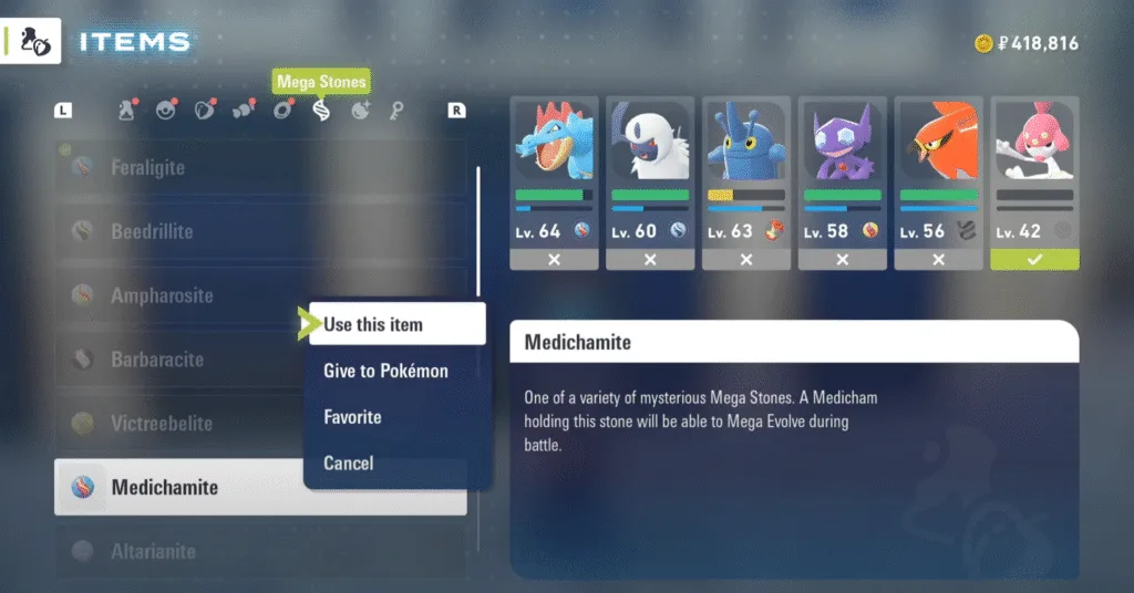 Mega Evolve Medicham in Pokemon Legends Z-A