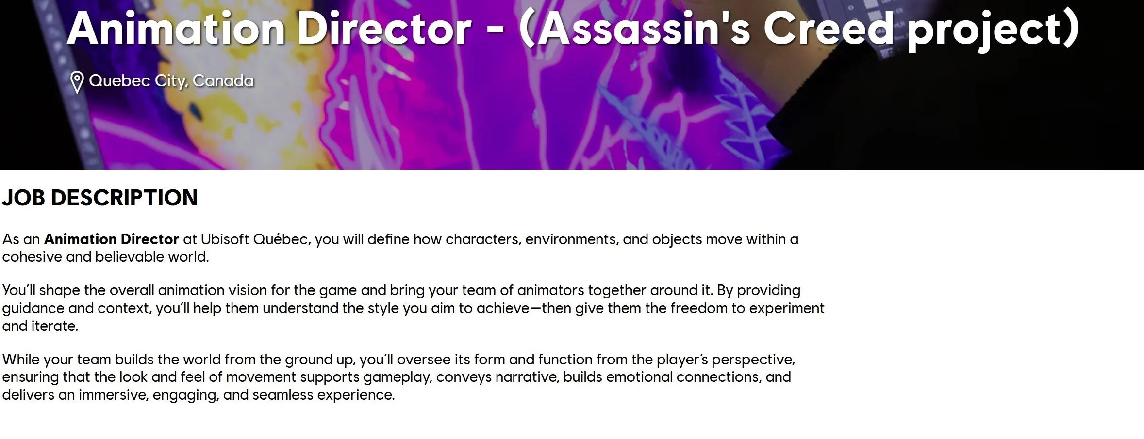 Ubisoft Quebec Hiring Animation Director For Assassin's Creed Project