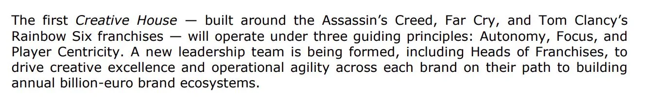 Assassin's Creed and Other Vantage Studios IPs Player Centric