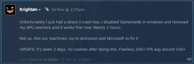 Disable GPU overclock to fix the DirectX error crash in Call of Duty: Black Ops 7.