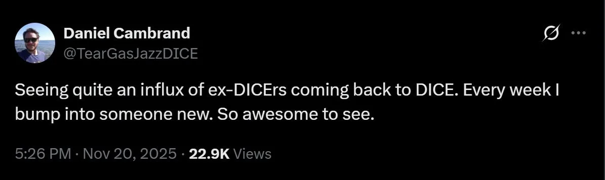 Battlefield 6 Dice Employees Coming Back