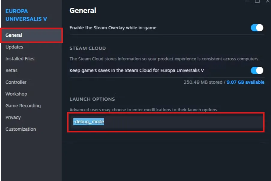 Use Cheat code in Europa Universalis V
