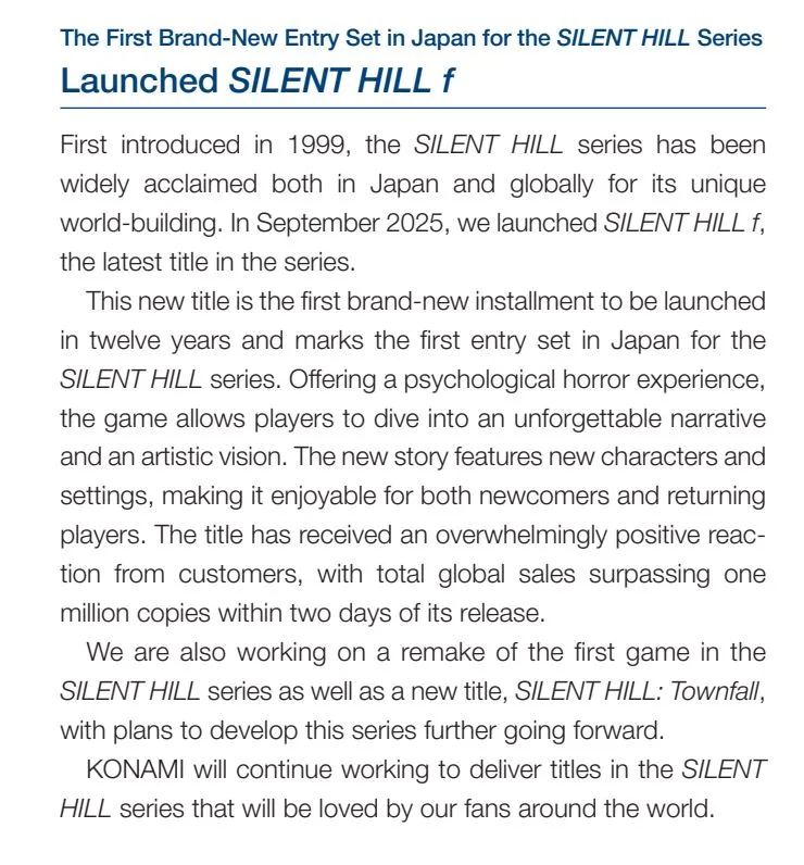 Konami Wants To Support Silent Hill