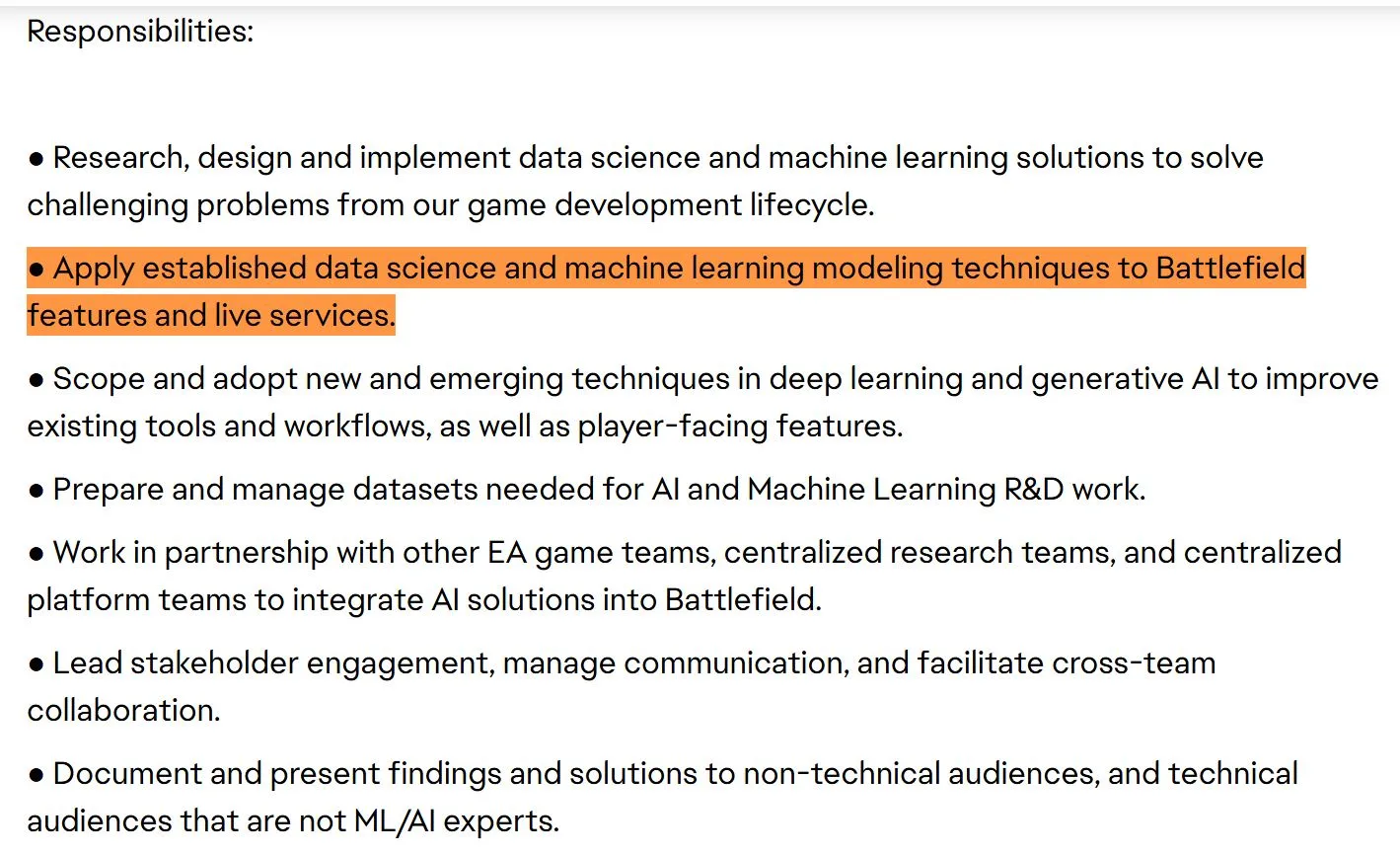 Battlefield Hiring Software Engineer For Machine Learning