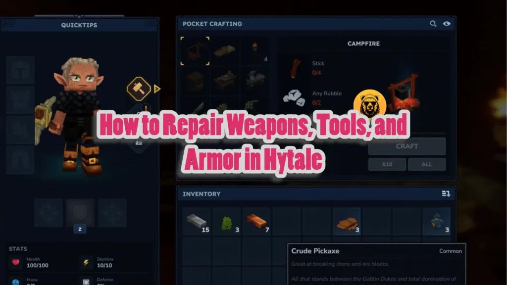 How to Repair Weapons, Tools, and Armor in Hytale