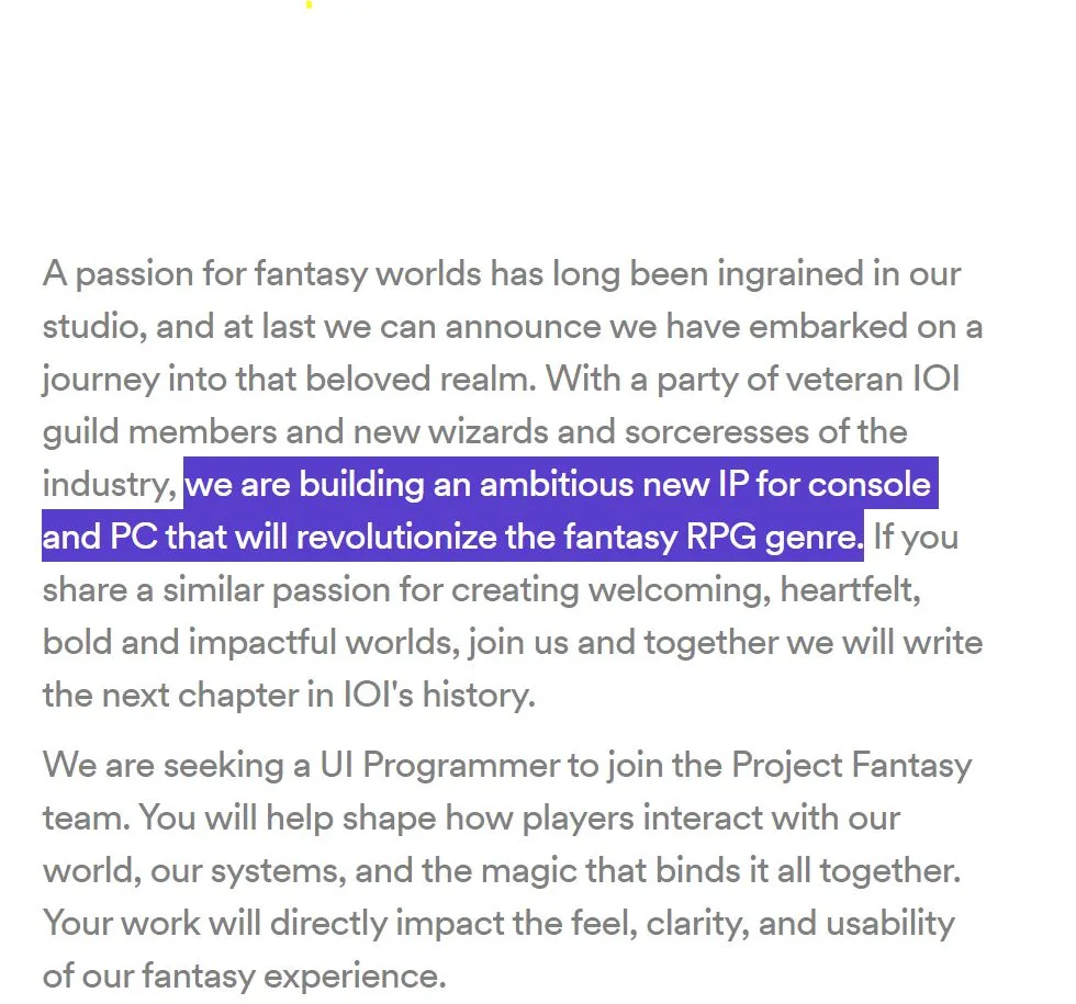 IO Interactive Project Fantasy