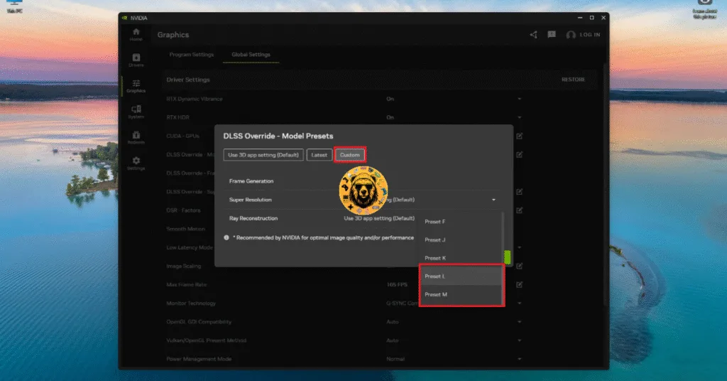 What presets are DLSS 4.5 in the NVIDIA App?