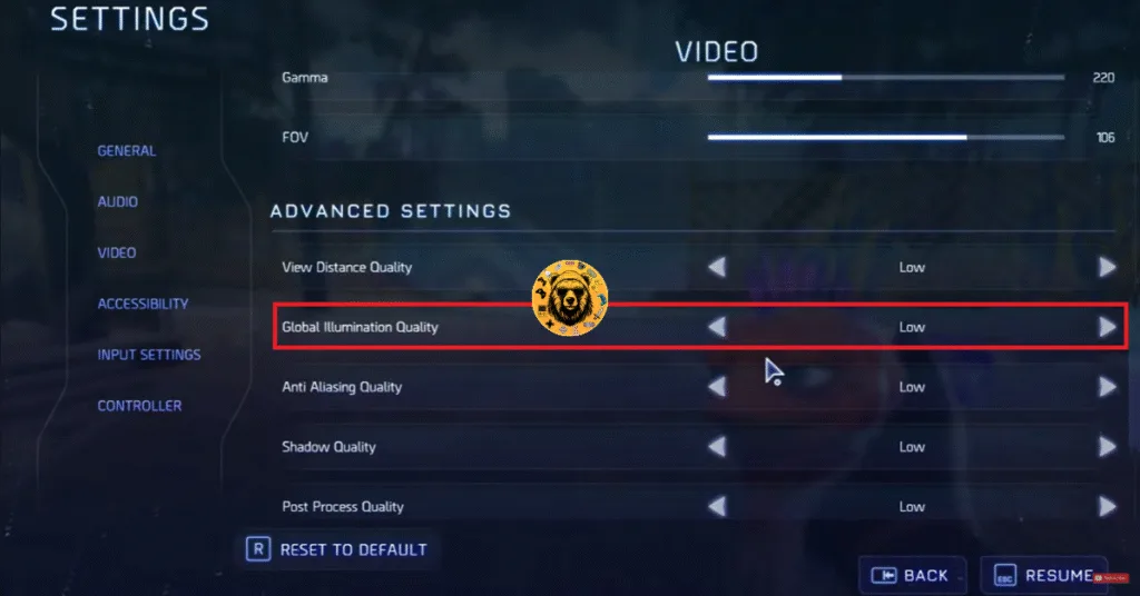 How to lower the Global Illumination Quality setting in High on Life 2 to fix the Fatal Error crash?