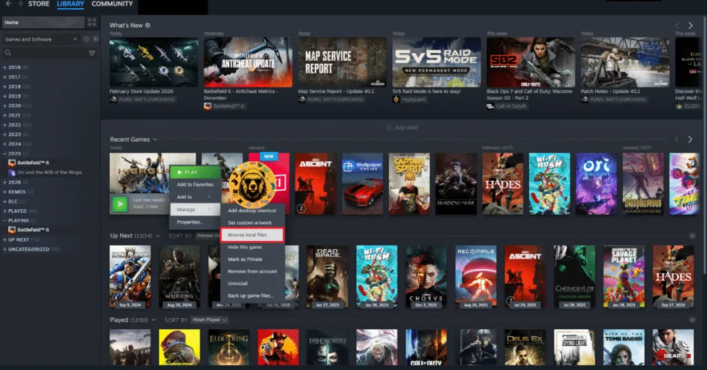 how to browse Highguard's game files to fix crash at startup issue on PC?