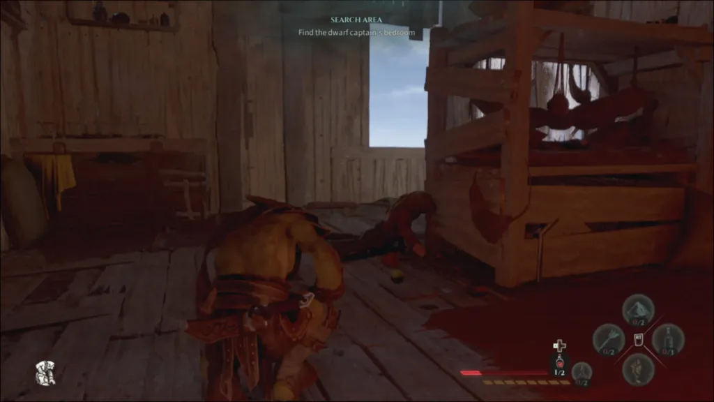 Exit the window and land on the ledge to get to the captain's bedrrom in Styx Blades of Greed.