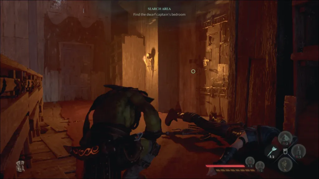 Use lockpick to open captain's bedroom.