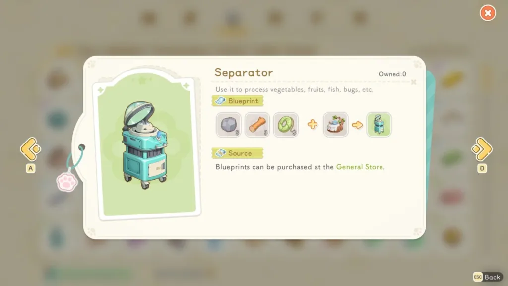 How to Craft a Separator in Starsand Island to gather all basic cooking items?