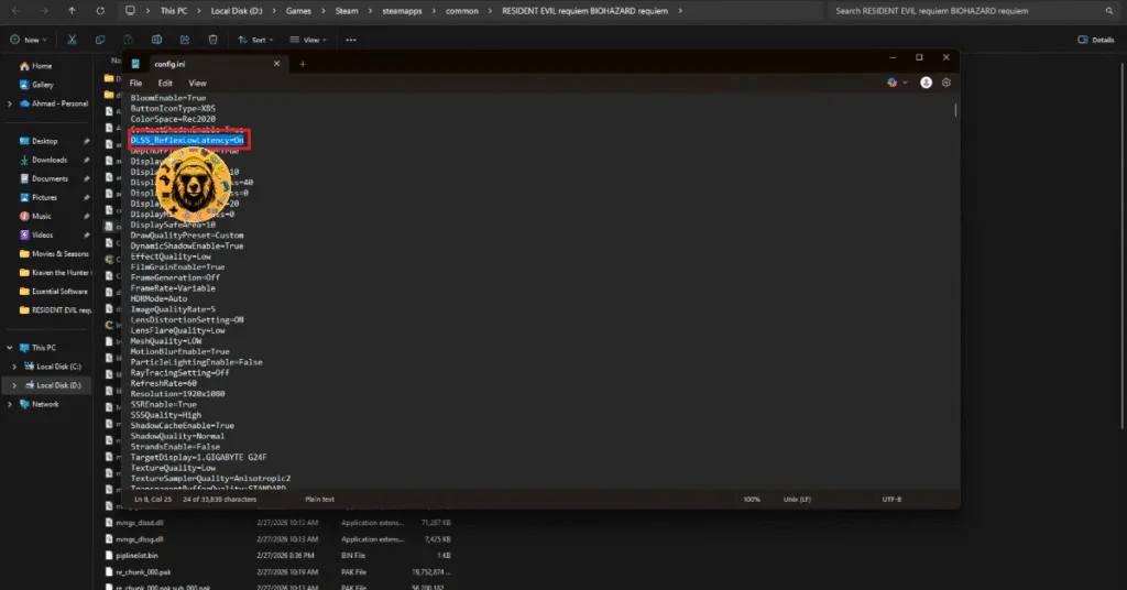Resident Evil 9 Requiem NVIDIA Reflex config file tweaks to fix ACCESSDENIED 0x80070005 error.