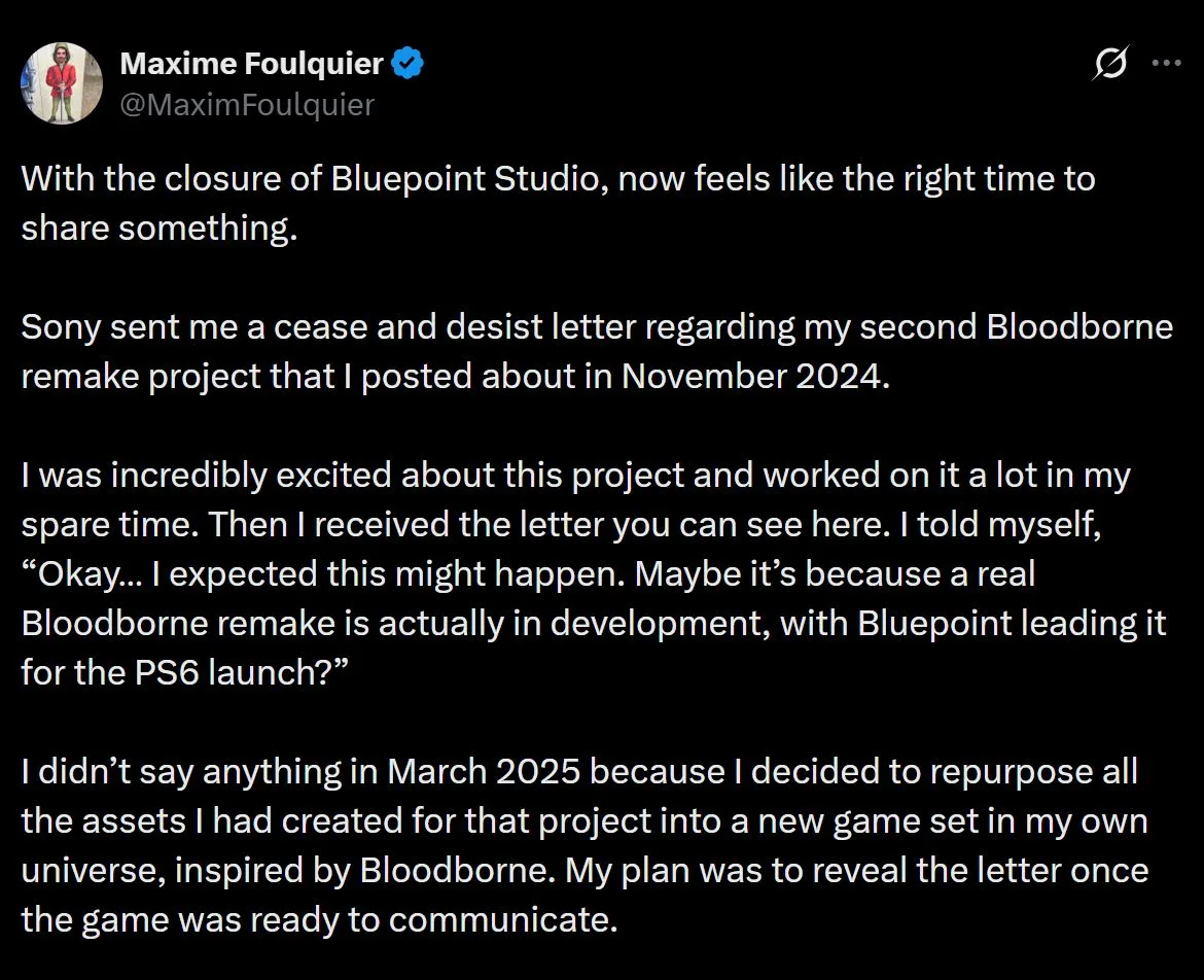 Bloodborne Fan Remake Cease And Desist