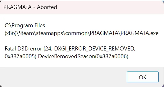 Pragmata Fatal D3D crash fixes that work.
